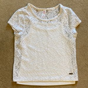 Justice white lace tee over built in Cami